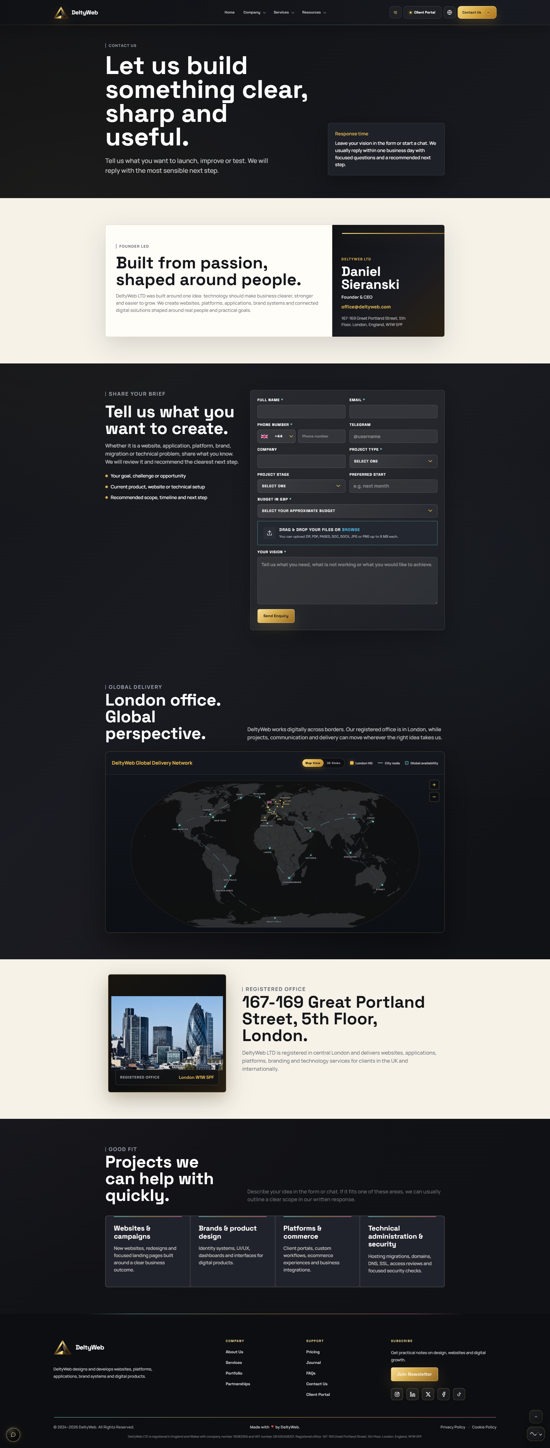 Full DeltyWeb contact page