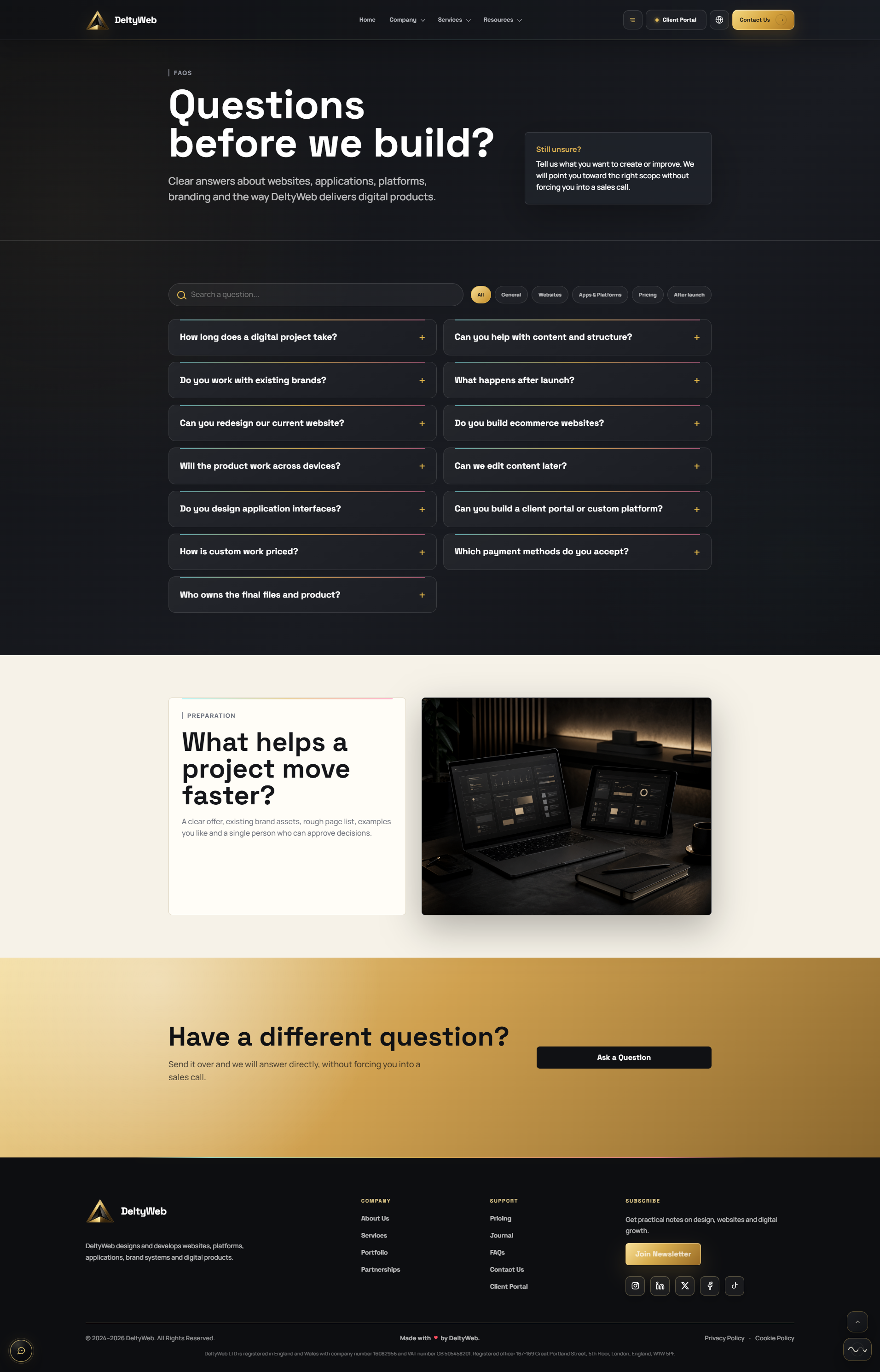 Full DeltyWeb FAQ page