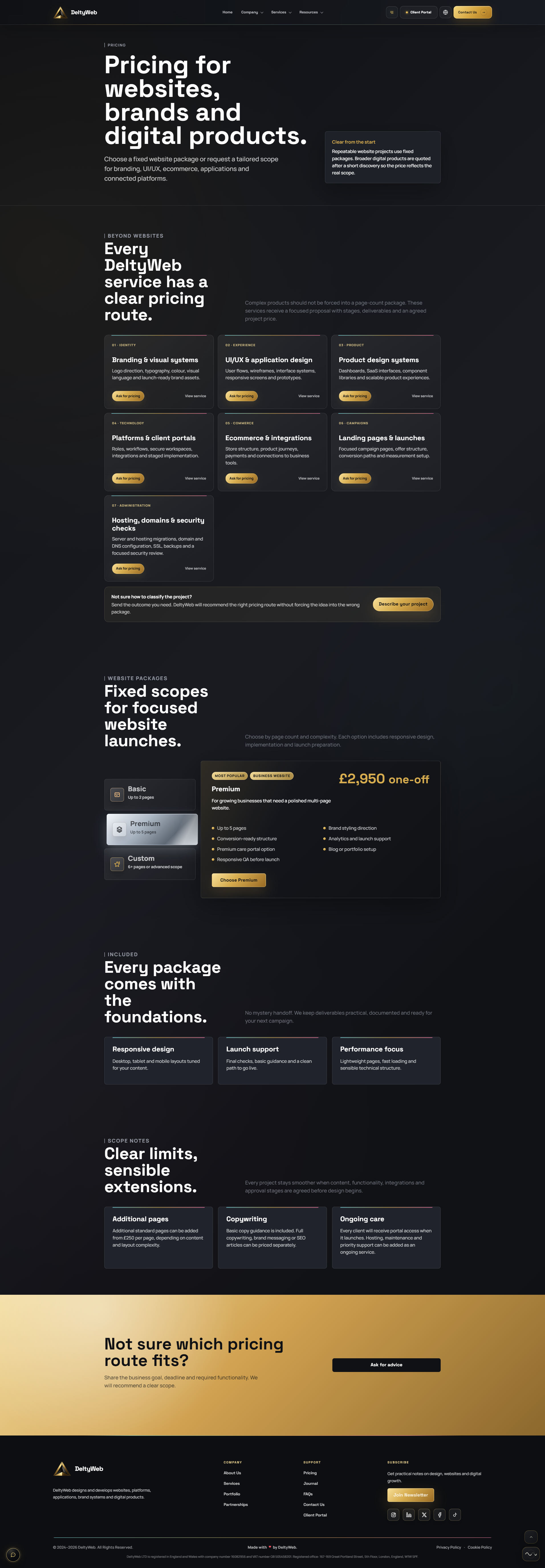 Full DeltyWeb pricing page