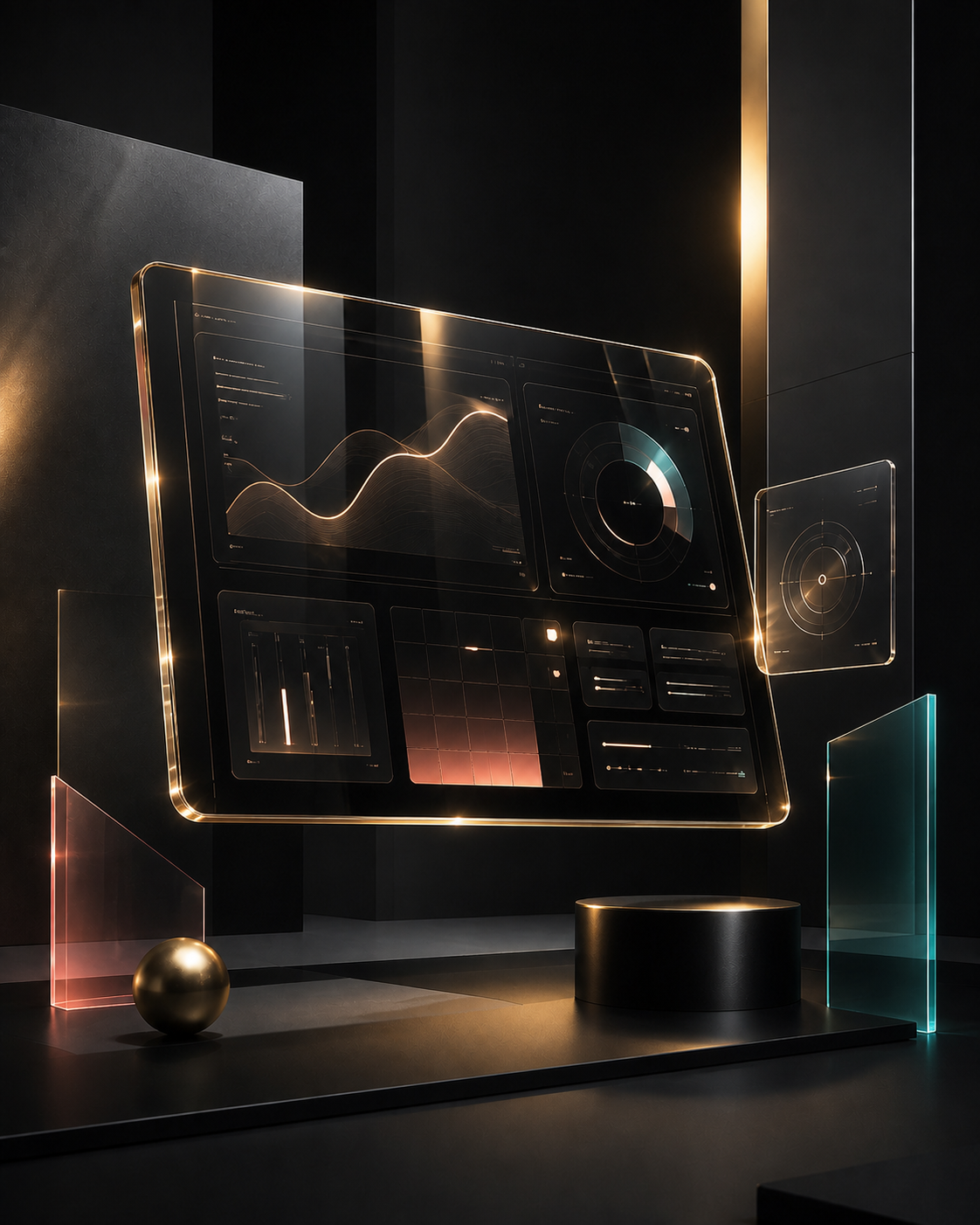 Reflective product interface in premium mirror glass