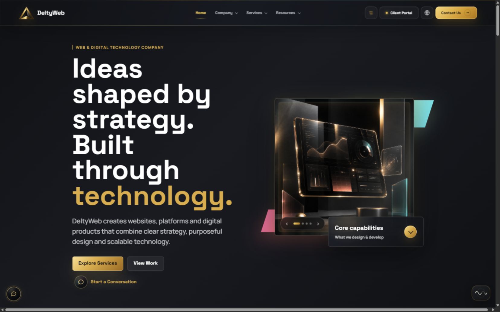 The published DeltyWeb homepage