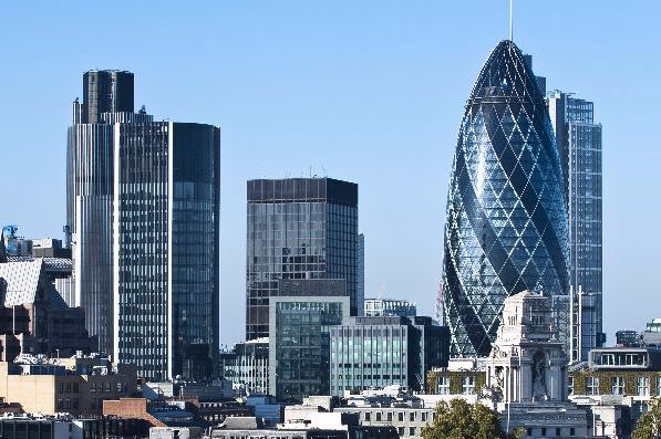London skyline near the City of London